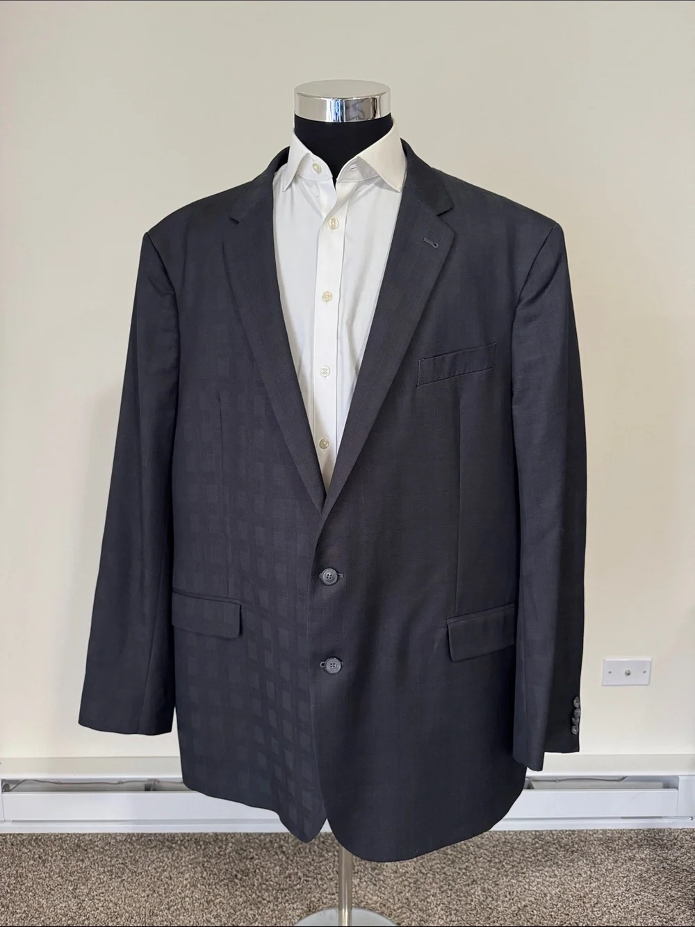 Joseph Abboud mens 54L dark gray plaid wool Vitale Barberis Canonico sport coat